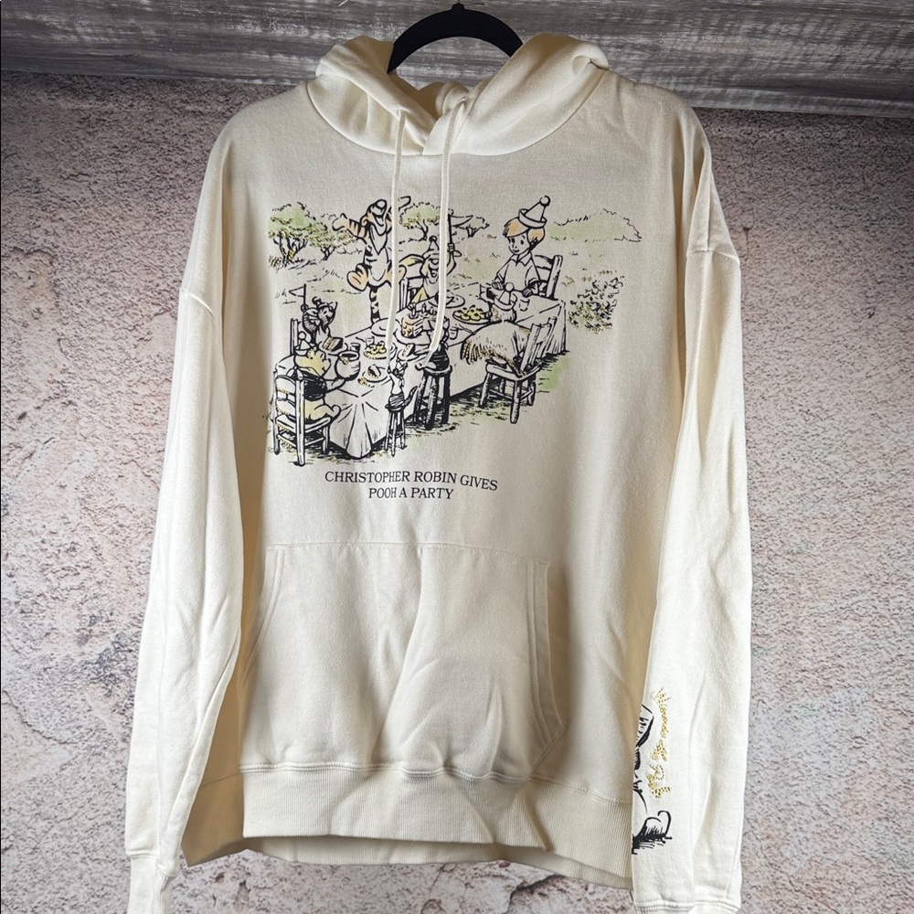 Disney Cream Graphic Hoodie Christopher Robin size XXL   A486